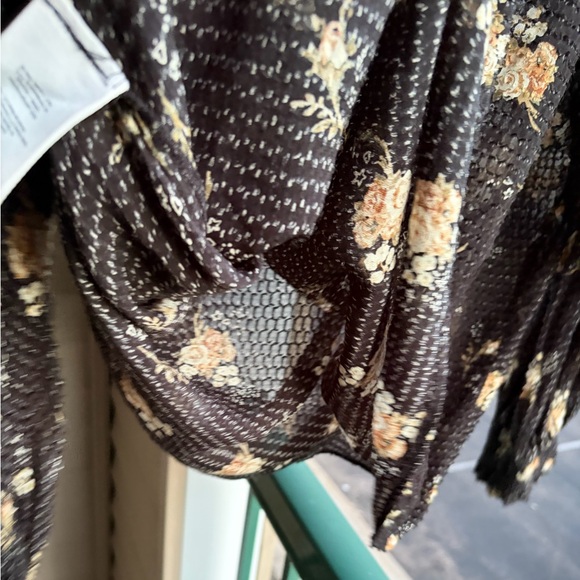 🆕⭐️Maje Floral Textured Blouse Black Ruffle Romantic Boho Top Size L (3) Chic - Picture 11 of 15